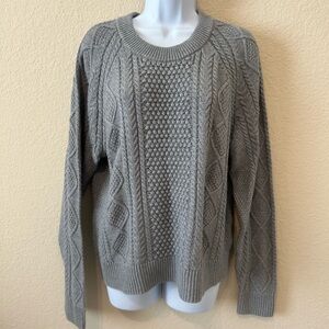 J. Crew Women's Gray Cable Knit Crewneck Sweater